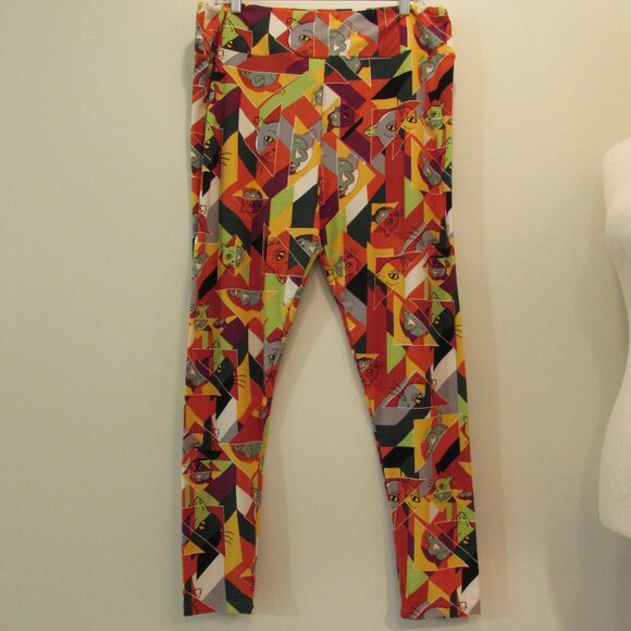 LulaRoe Geometric Cat Print Leggings TC2 - Picture 3 of 15